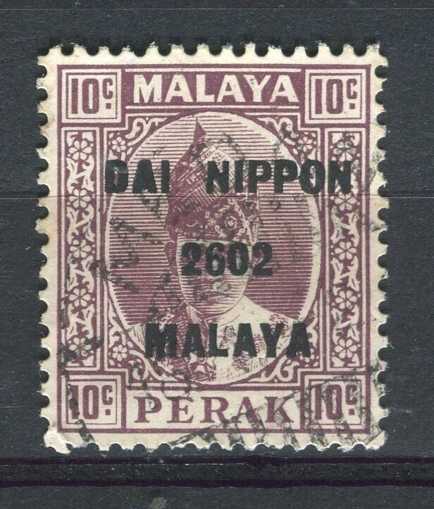 MALAYA STATES; PERAK 1940s Japanese Occupation Dai Nippon 10c. used value