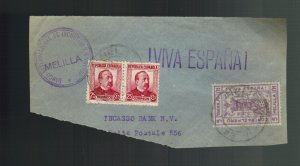 1930s Melilla Spain Civil War Cover Front International Bank