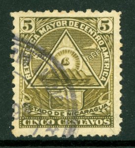 Nicaragua 1898 Seebeck Coat of Arms 5¢ Unwmk VFU B643