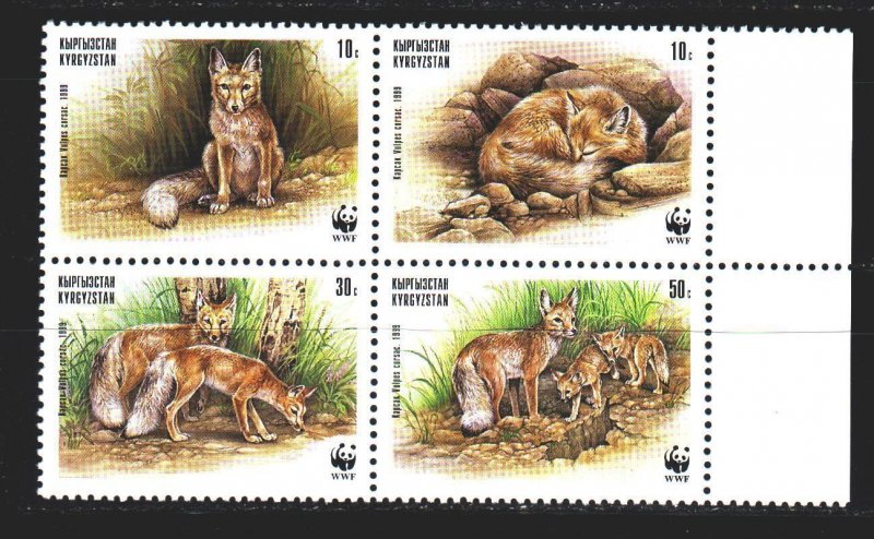 Kyrgyzstan. 1999. 168-71. Foxes, fauna. MNH.