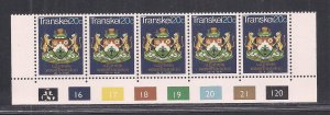 SOUTH AFRICA - TRANSKEI SC# 4  CONTROL STRIP/5 #16-120  FVF/MOG 1976