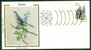 SCOTT # 1995 COLORANO SILK CACHET FDC, STATE BIRDS AND FLOWERS, TX, GREAT PRICE!