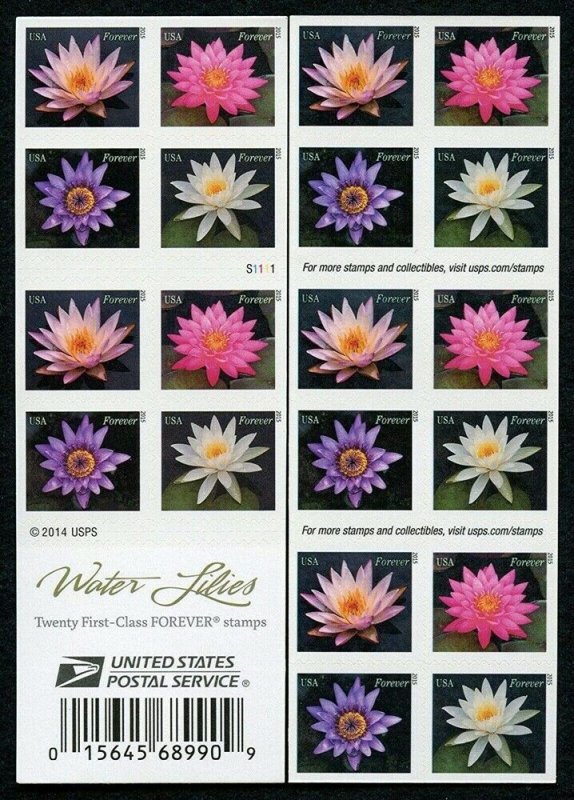 Water Lilies Booklet Pane of 20 First Class Postage Stamps Scott 4967b
