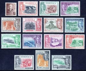 DOMINICA — SCOTT 122-136 (SG 120-134)— 1951 KGVI PICTORIAL SET —MLH — SCV $49.75