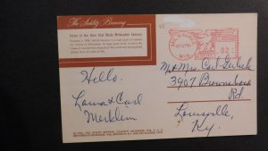 1954 USA Postcard Cover Milwaukee WI to Louisville KY Schlitz Beer Advertisement