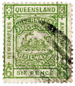 (I.B) Australia - Queensland Railways : Parcel Stamp 6d (1901)
