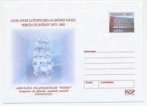 Postal stationery Romania 2002 Sailing ship - Naval Academy