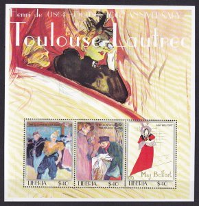 2001 Liberia 3818-3820KL 100 years of Henri de Toulouse-Lautrec 9,00 €