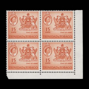 Trinidad & Tobago 1964 (MNH) 15c Coat of Arms block ✔️