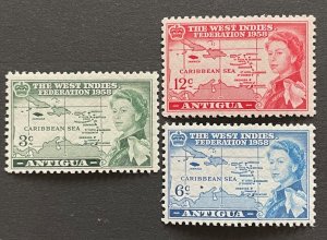 Antigua, Scott 122 - 124,   Mint NH, West Indies Federation Issue