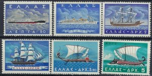 Greece 618-23 MNH 1958 Ships (ak1780)