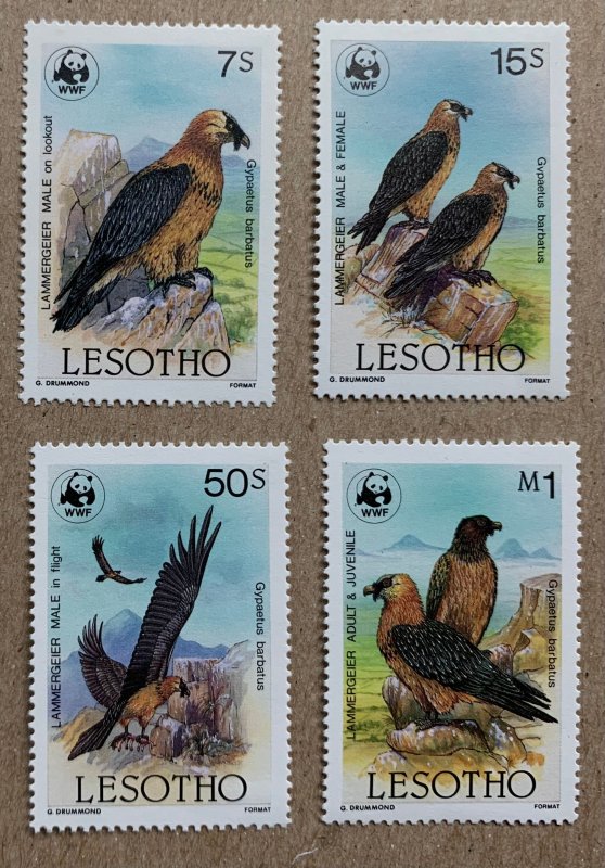 Lesotho 1986 WWF Lammergeier Bird of Prey, MNH. Scott 512-515, CV $18.25