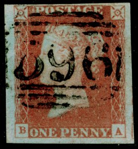 SG9, 1d pale red-brown, FINE USED. Cat £45. 4 MARGINS. BA 