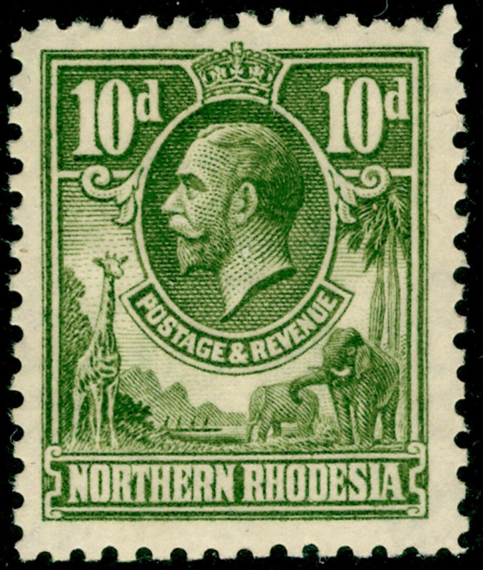 NORTHERN RHODESIA SG9, 10d olive-green, LH MINT.