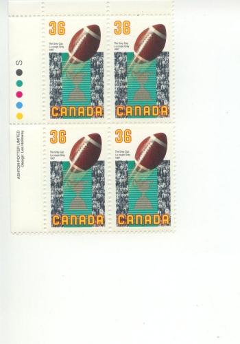 1987 Canada Football Imp Blk 4 (Scott 1154) MNH