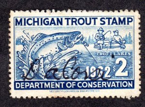 Michigan State Revenue, Trout stamp # MIT15 used Lot 230717