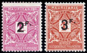 Mauritania Scott J17-18 (1927) Mint H F-VF, CV $7.25 B