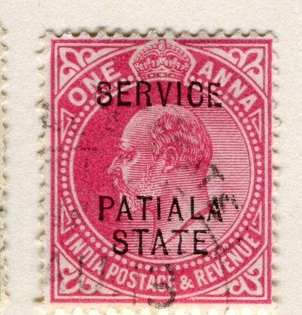 INDIA PATIALA;  1907 early Ed VII SERVICE Optd. issue fine used 1a. value