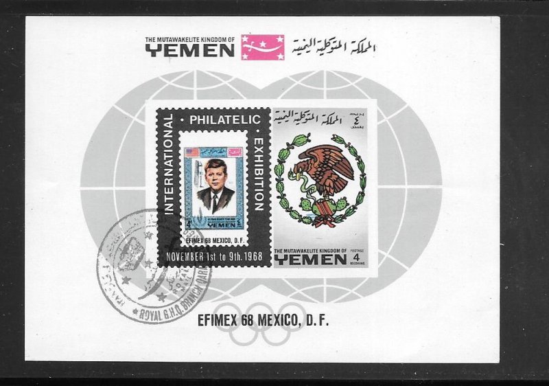 Yemen 1968 John F Kennedy Souvenir Sheet (12400)
