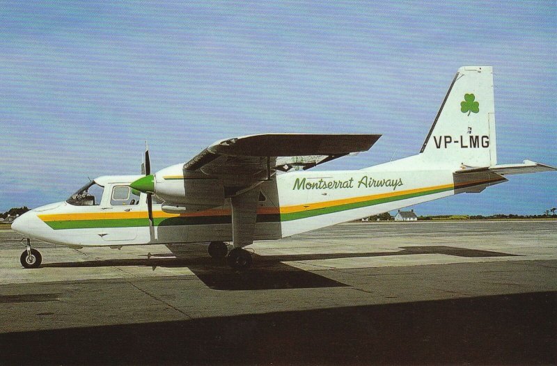 7558 Aviation Postcard  MONTSERRAT AIRWAYS BN-2A VP-LGM  Airlines