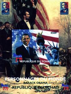 Chad 2008 US PRESIDENT OBAMA LINCOLN DeLuxe Souvenir Sheet Mint (NH)