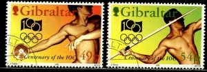 GIBRALTAR Sc#666-667 1994 Int’l Olympic Committee Complete Set Used