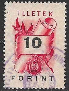 HUNGARY 1952-53 10ft Scroll ILLETEK Revenue Bft. 59 VFU