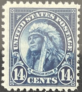 Scott #565 1923 14¢ American Indian flat plate perf. 11 MNH OG