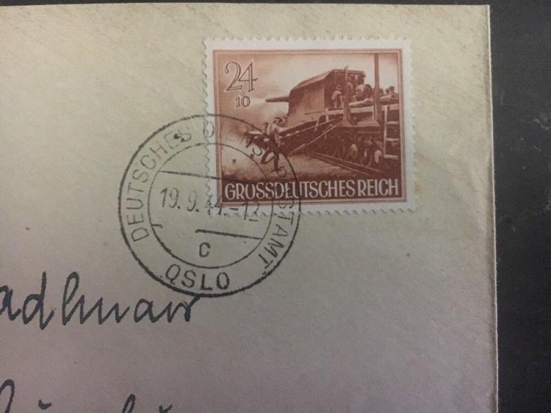 1944 Oslo Norway German Occupation Cover to Augsburg Germany