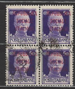 COLLECTION LOT 6096 ITALIAN SOCIAL REPUBLIC #3 BLOCK OF 4 1944