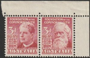 Australia 1951 Sc#241a 3d Red Joined Pr Barton/Parkes MNH-VF.