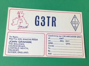 Crawley England G3TR vintage  unused Qsl Radio card Ref 54651