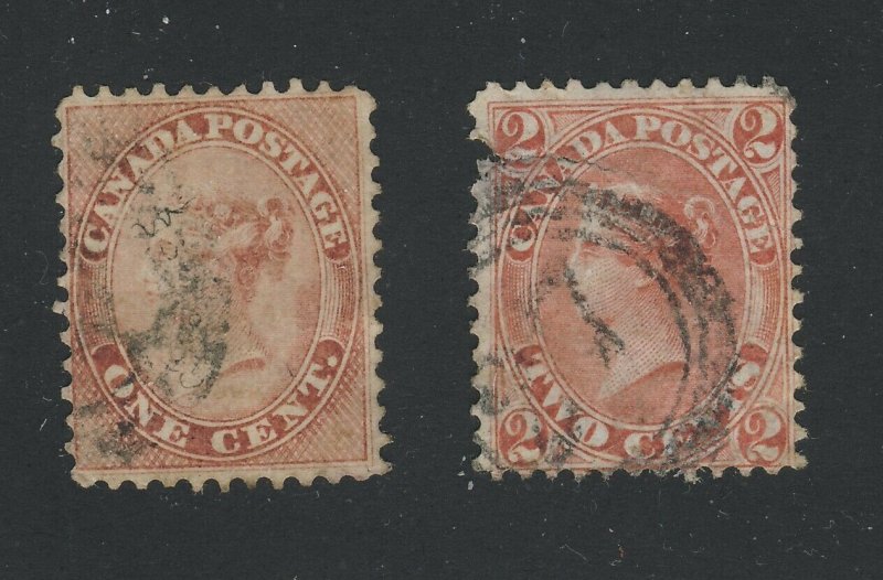 2x Canada Older Stamps #14-1c F/VF #20v-2c (dash in right 2) VG GV = $280.00