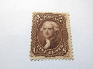 US Stamps Scott #76, 5c Jefferson 1863, Mint RG, APS Certificate, SCV $525.00 +