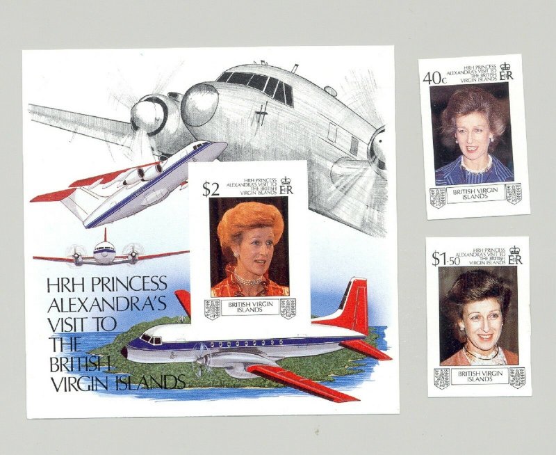 British Virgin Islands #618-620 Princess Alexandria 2v & 1v S/S Imperf Proofs