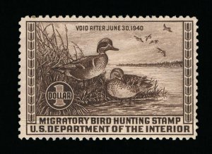 AFFORDABLE GENUINE SCOTT #RW6 F-VF MINT OG H 1939 FEDERAL DUCK STAMP  #13180