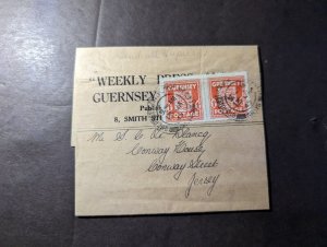 1945 England British Channel Islands Newspaper Wrapper Cover Guernsey to Jersey