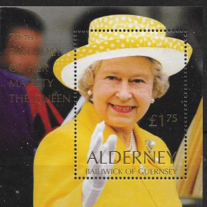 ALDERNEY SGMSA162 2001 QUEEN ELIZABETH 75th BIRTHDAY M/S MNH (r)