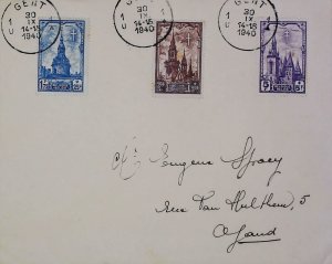 1940 Belgium Semi-Postal Belfries Stamps on Cover X861-