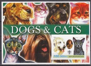 Afghanistan, 2003 issue. Dogs & Cats, Green Banner, IMPERF s/sheet. ^