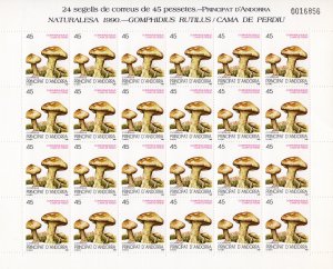 Andorra (Spanish) 1990 Sc#207 MUSHROOMS (Gomphidius Rutilus) MINI-SHEETLET (24)