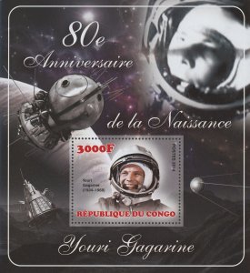 Yuri Gagarin Stamp Space Astronaut Congo Souvenir Sheet Mint NH