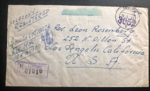 1946 Lebork Poland Airmail Registered Cover To Los Angeles CA USA Sc#377