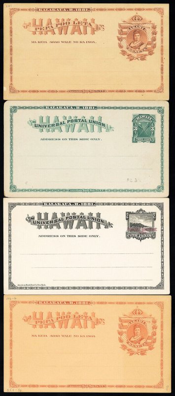 Hawaii Stamps Lot Of 4 Early Mint Postal Cards