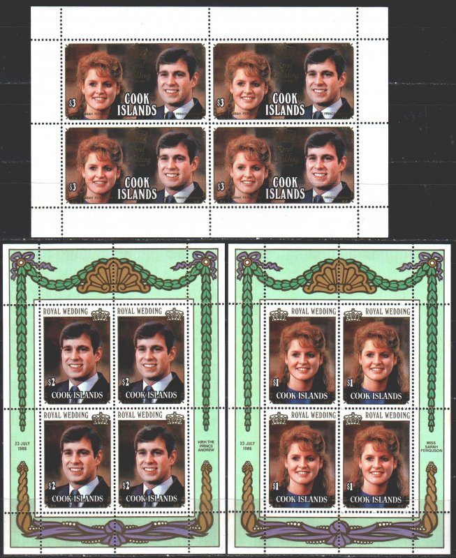 Cook Islands. 1986. Small sheet 1117-19. Prince Andrew's wedding. MNH.