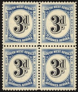 SOUTHWEST AFRICA Sc J87 VF/MNH & MLH* Block -1931 3p Postage Due-Bright & Fresh