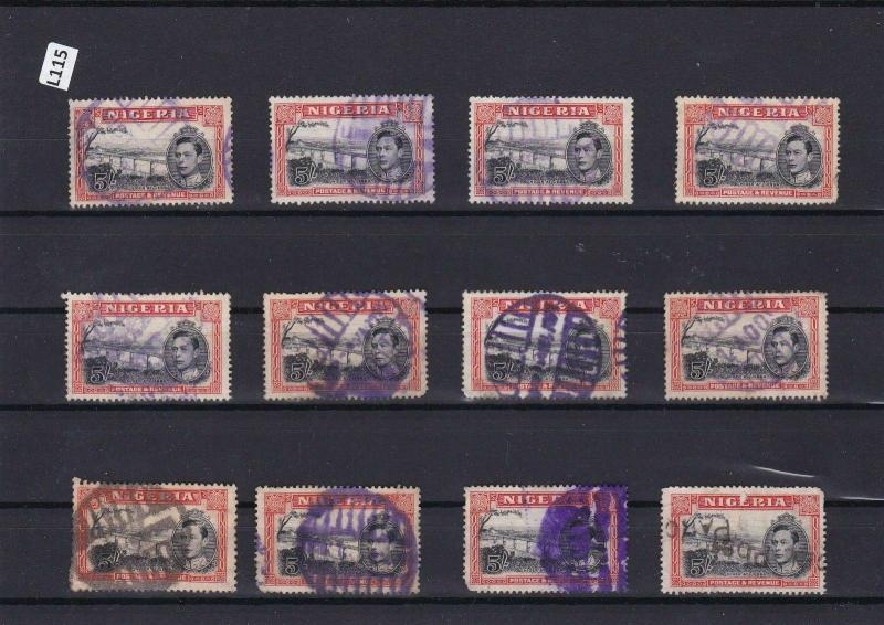 NIGERIA STOCK CARD OF 5 SHILLINGS  USED STAMPS  CAT £250  REF R 1763