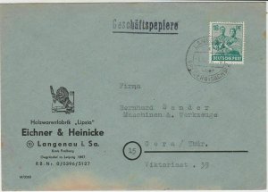 Germany 1947 Allied Occupation to Thuringia Langenau Cancel Stamps Cover rf23224