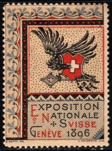 1896 Switzerland Poster Stamp National Exposition Geneva May 1-October 15
