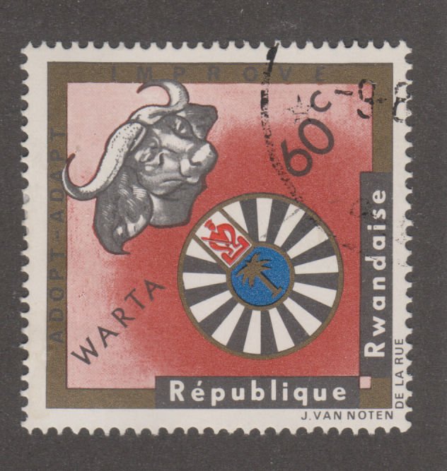 Rwanda 221 Round Table Emblem and Cape Buffalo 1967